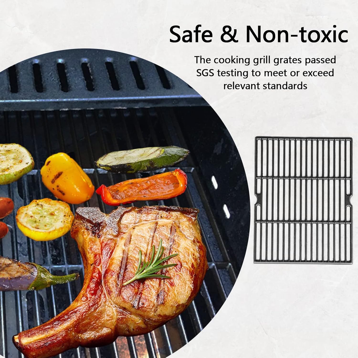 Cast Iron BBQ Grill Grates, 18 Inch, Set of 2 V807400