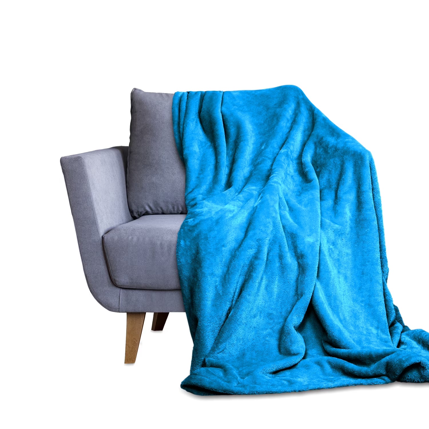 Blue Plush Microfiber Throw Blanket L61795