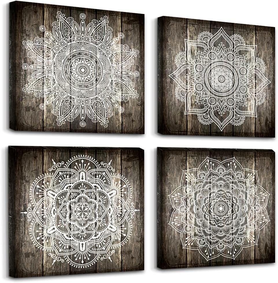 Black And White Abstract 4 Piece Framed Canvas Art N257419