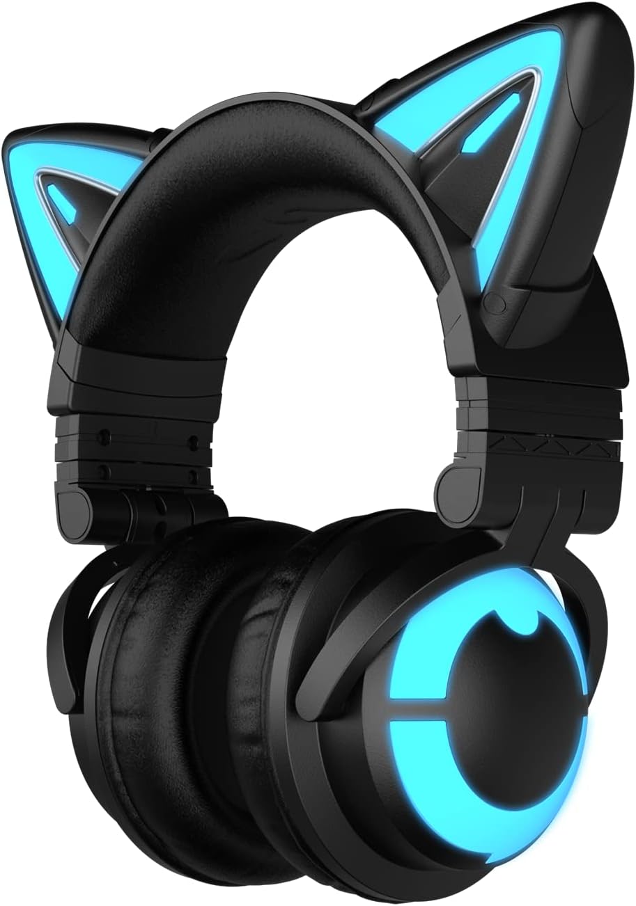 RGB Wireless 5.0 Foldable Gaming Headset with Built-in Mic, White F12495