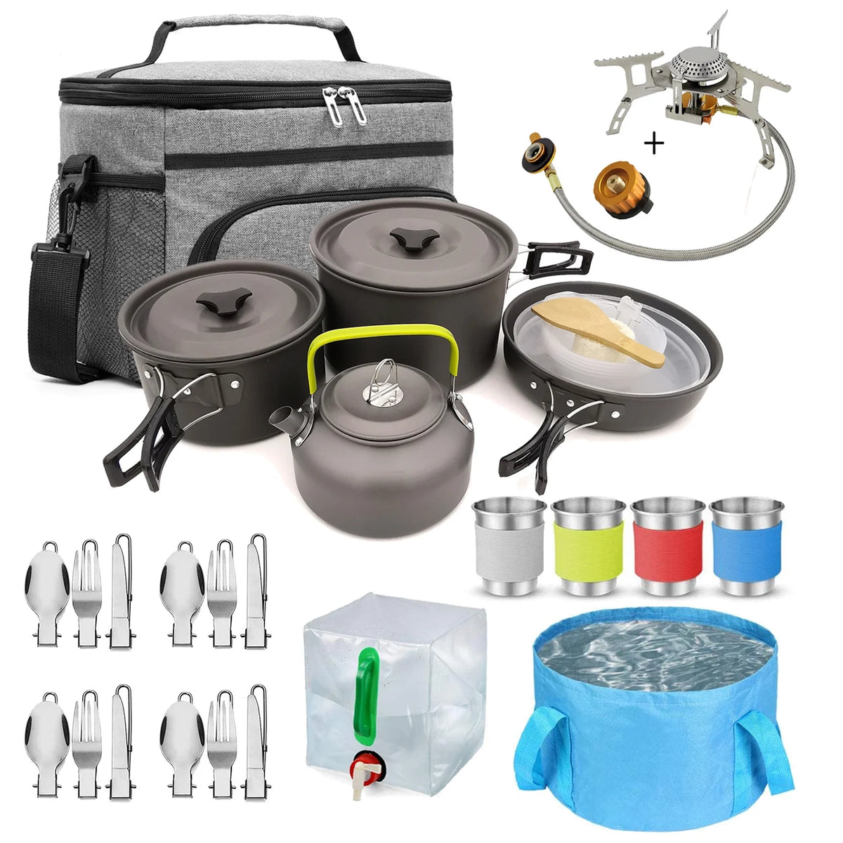 Camping Cookware Mess Kit Pot Pan Kettle Set M37769