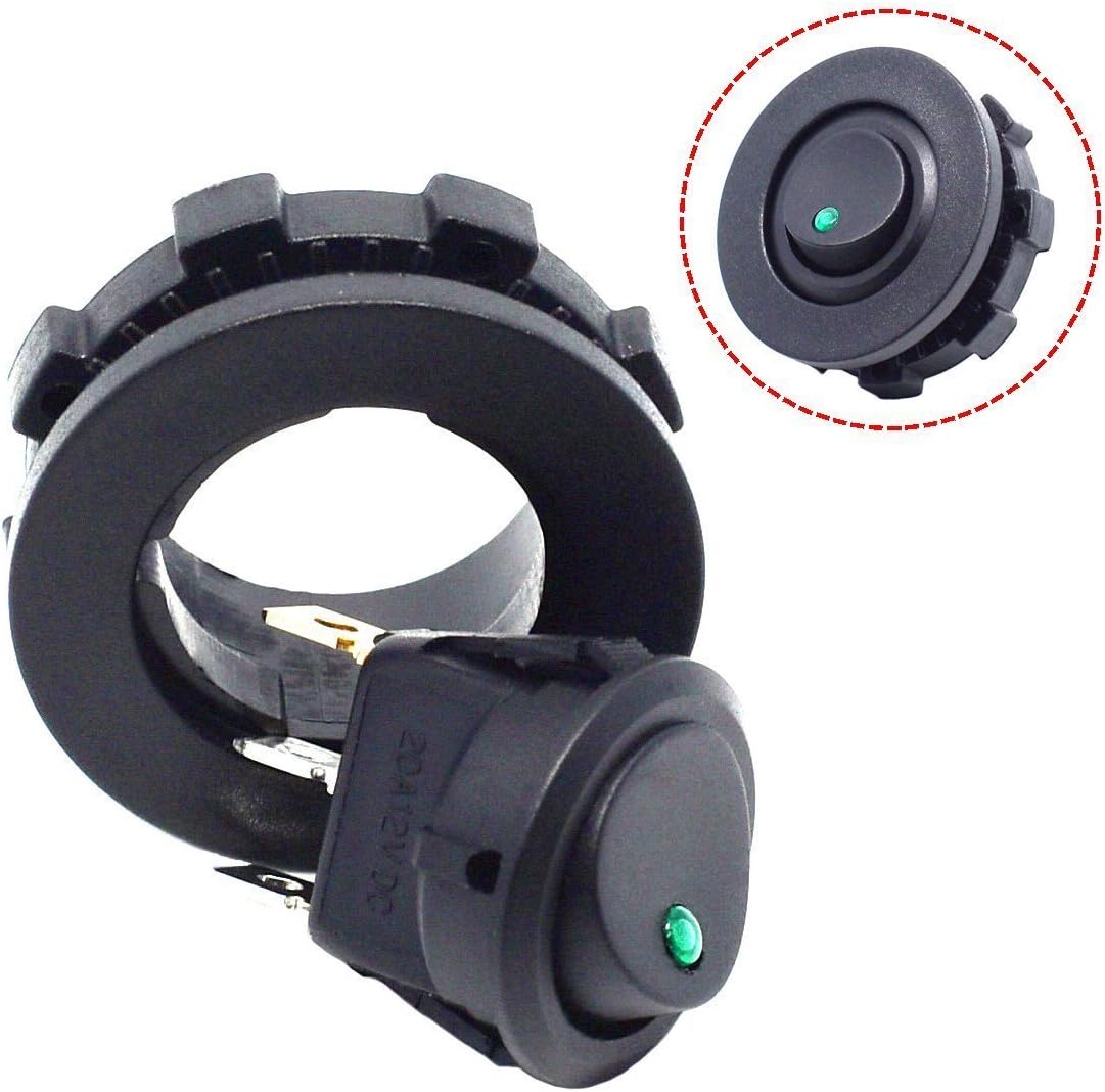 Green LED Round Rocker Toggle Switch SPST On-Off E652