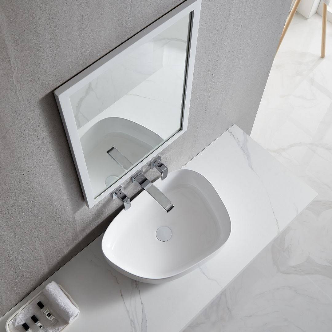 White Ceramic Oval Vessel Bathroom Sink Z3116