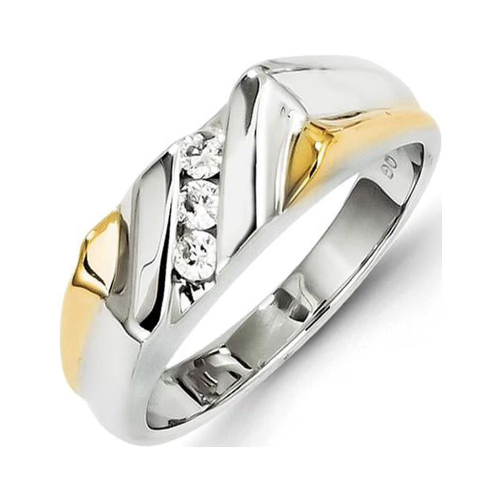 14k Two-tone Gold Real Diamond Mens Ring L3121