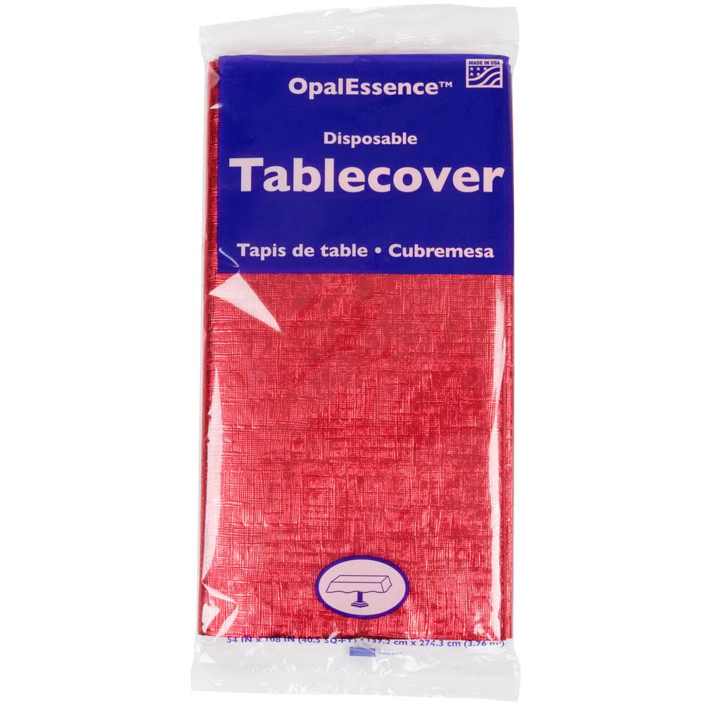 Red Metallic Plastic Table Cover - 12/Case E127