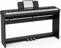 White 88 Key Full Size Weighted Digital Piano with Furniture Stand and Triple Pedal K838773