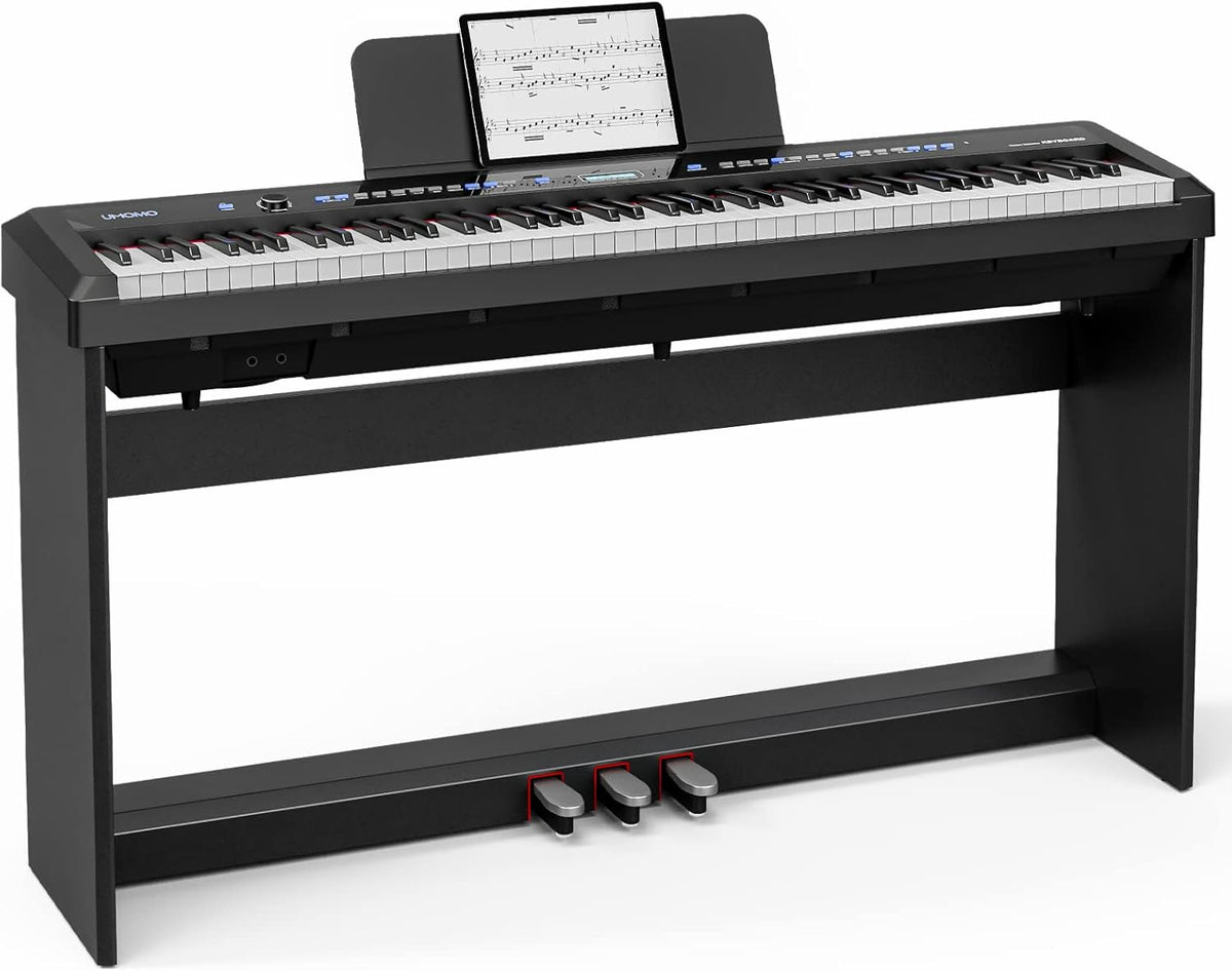 White 88 Key Full Size Weighted Digital Piano with Furniture Stand and Triple Pedal K838773