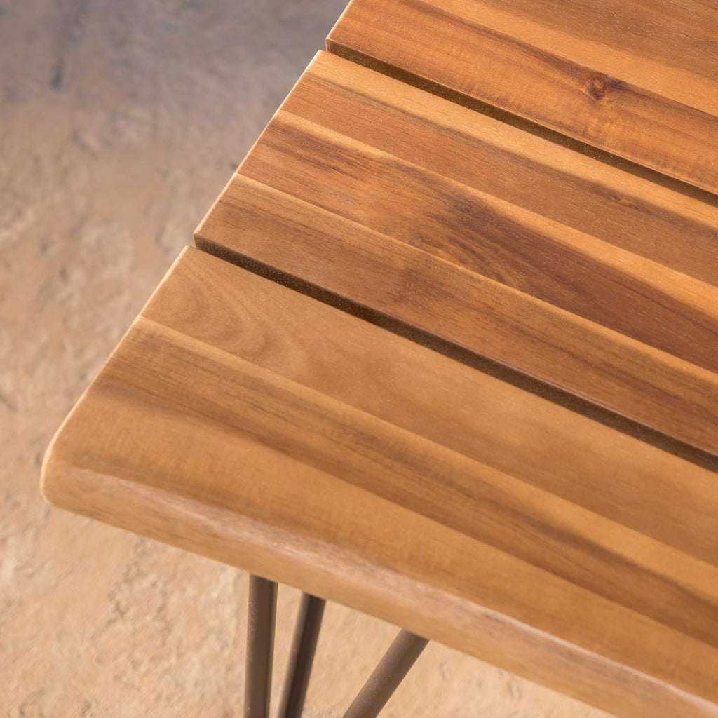 Industrial Iron and Teak Finished Acacia Wood Coffee Table L657