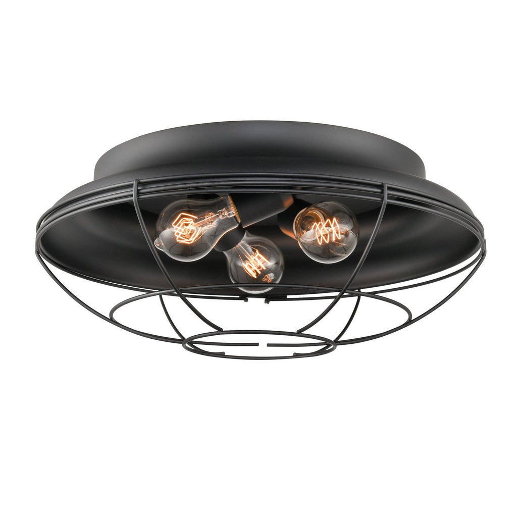 Matte Black 3 Light Flush Mount Lighting N958159