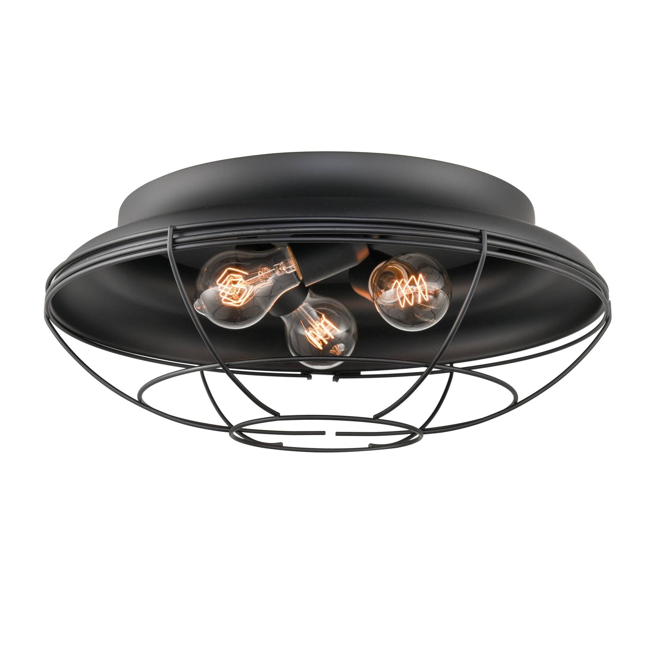Matte Black 3 Light Flush Mount Lighting N958159