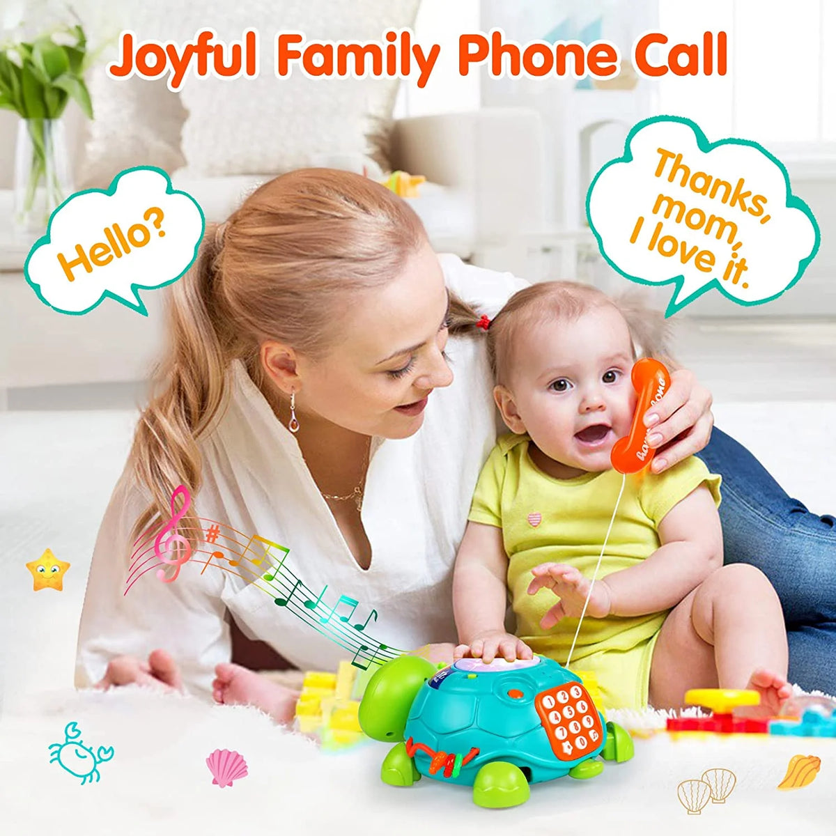 Musical Turtle Baby Toys with Letters Numbers Phone M740