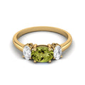 Three-Stone Peridot 925 Sterling Silver Gold Vermeil Ring X7719