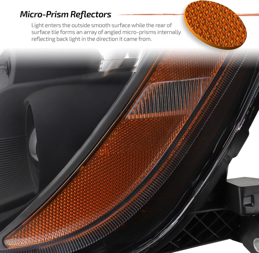 Pair Halogen Projector Headlights Black Housing I700