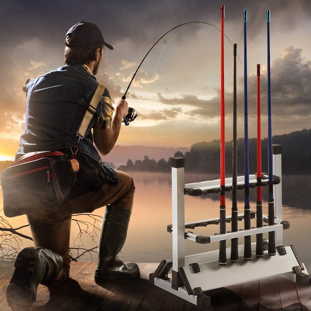 12 Fishing Pole Storage Rack Aluminum Alloy Vertical Stand P3670