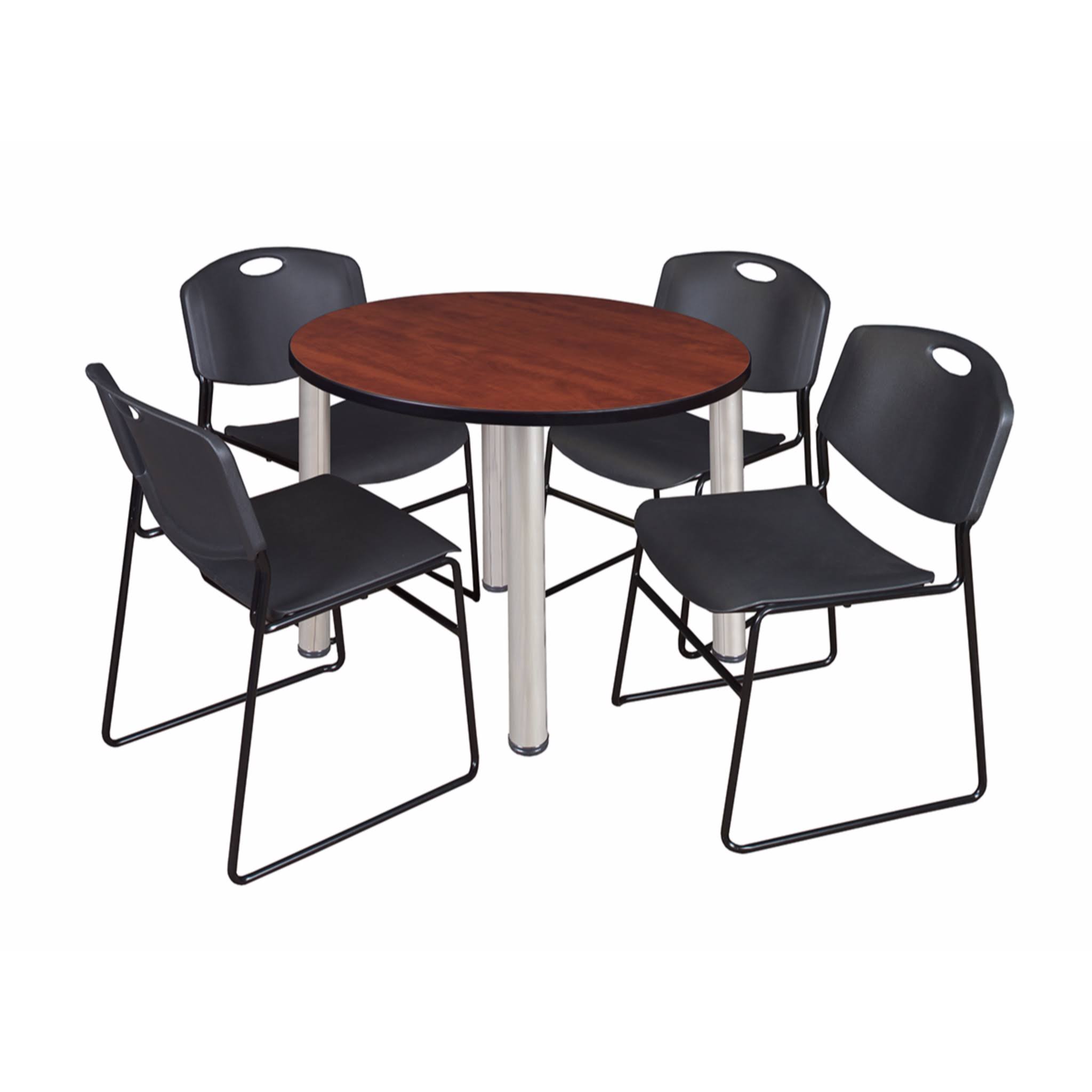 Round Breakroom Table with 4 Stack Chairs P6097
