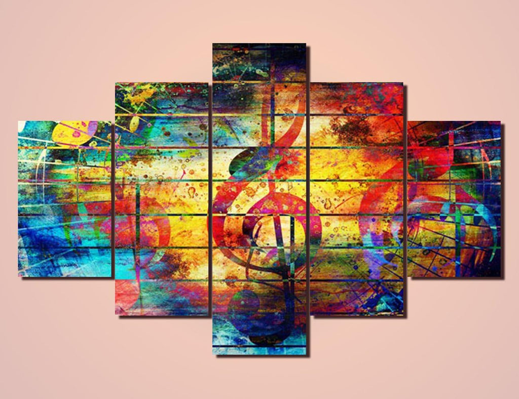 Black and White 5 Piece Canvas Wall Art Turntables Paintings E6524