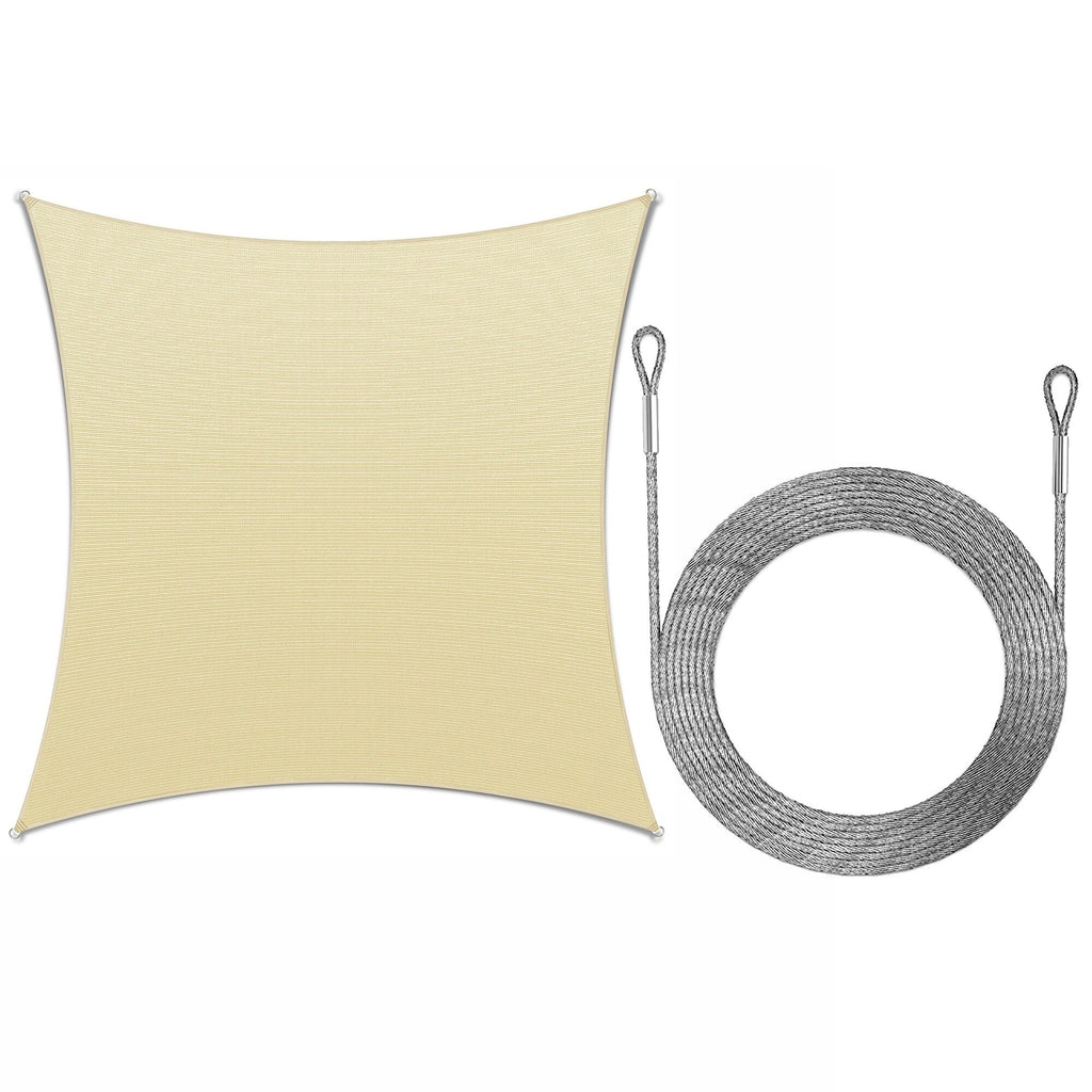 Beige 12' x 12' HDPE Mesh Sun Shade Sail Canopy G826790