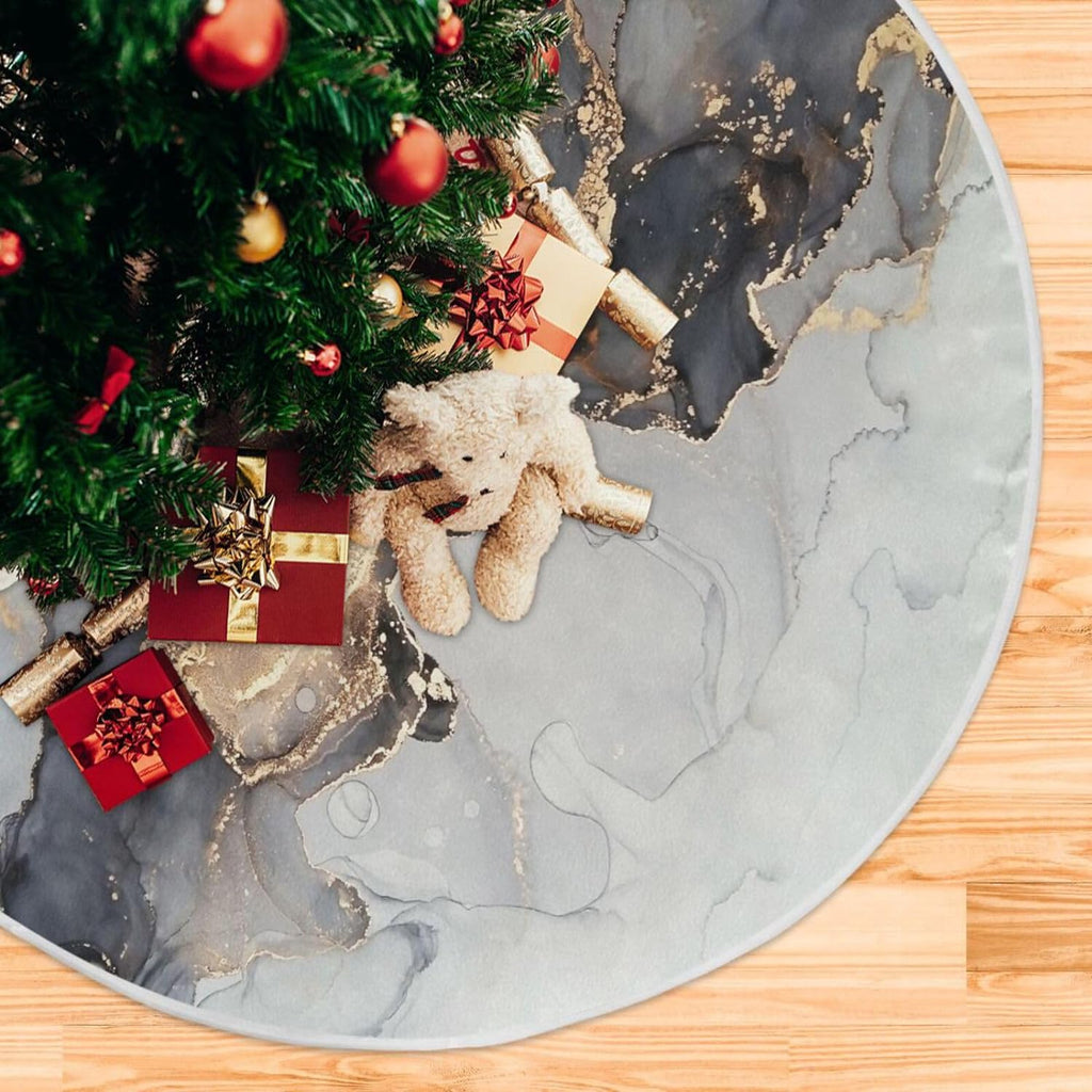 Black Gold Marble Texture Christmas Tree Skirt C498724