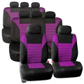 3 Row 8 Seaters SUV Seat Covers Set Purple Black Mesh P47813