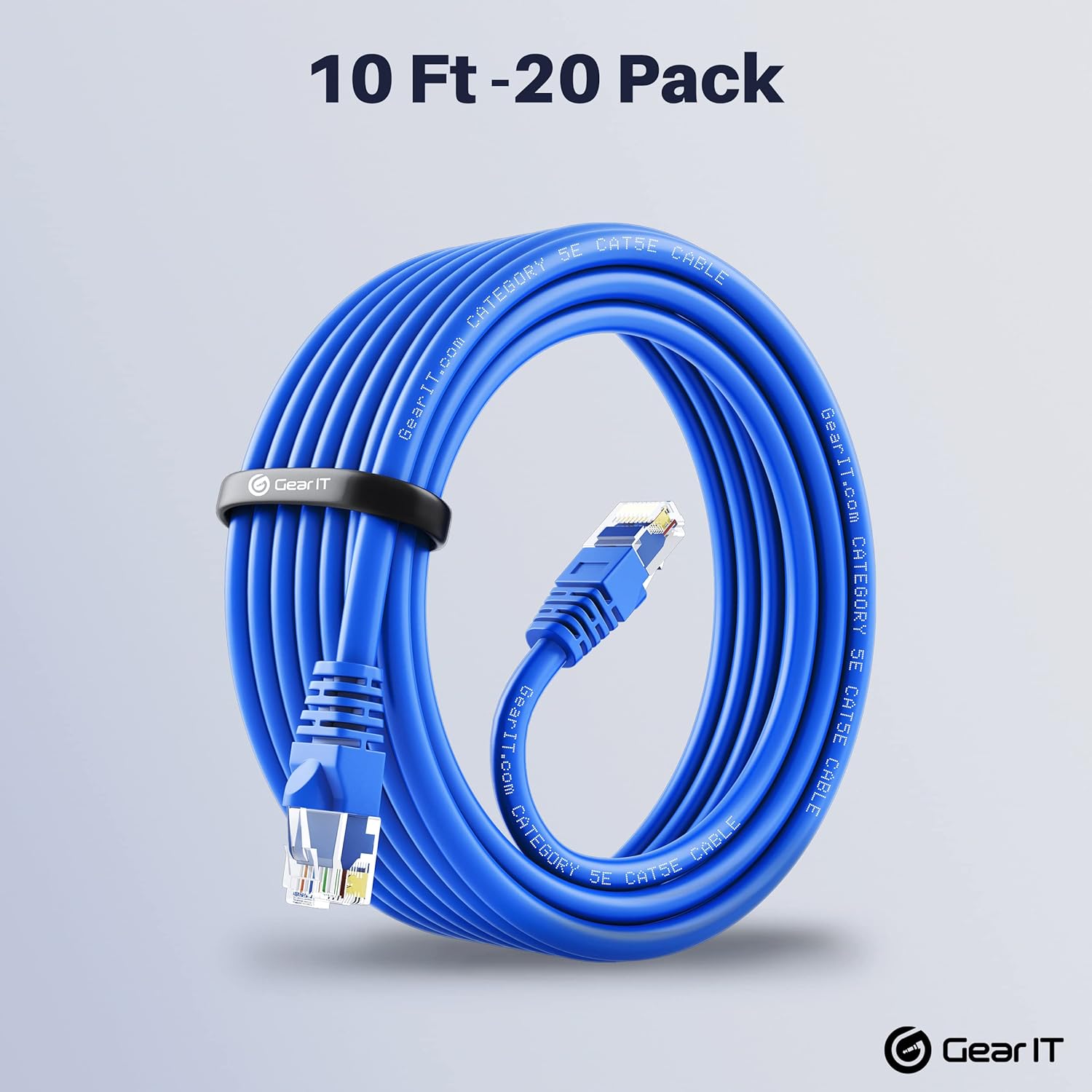 Blue Cat5e Ethernet Patch Cable 10 Feet 20-Pack R174628