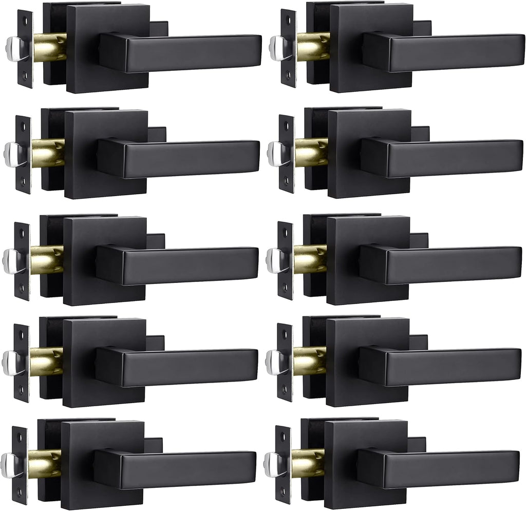 Matte Black 4 Pack Privacy Lever Lock Set for Interior Door Y413975