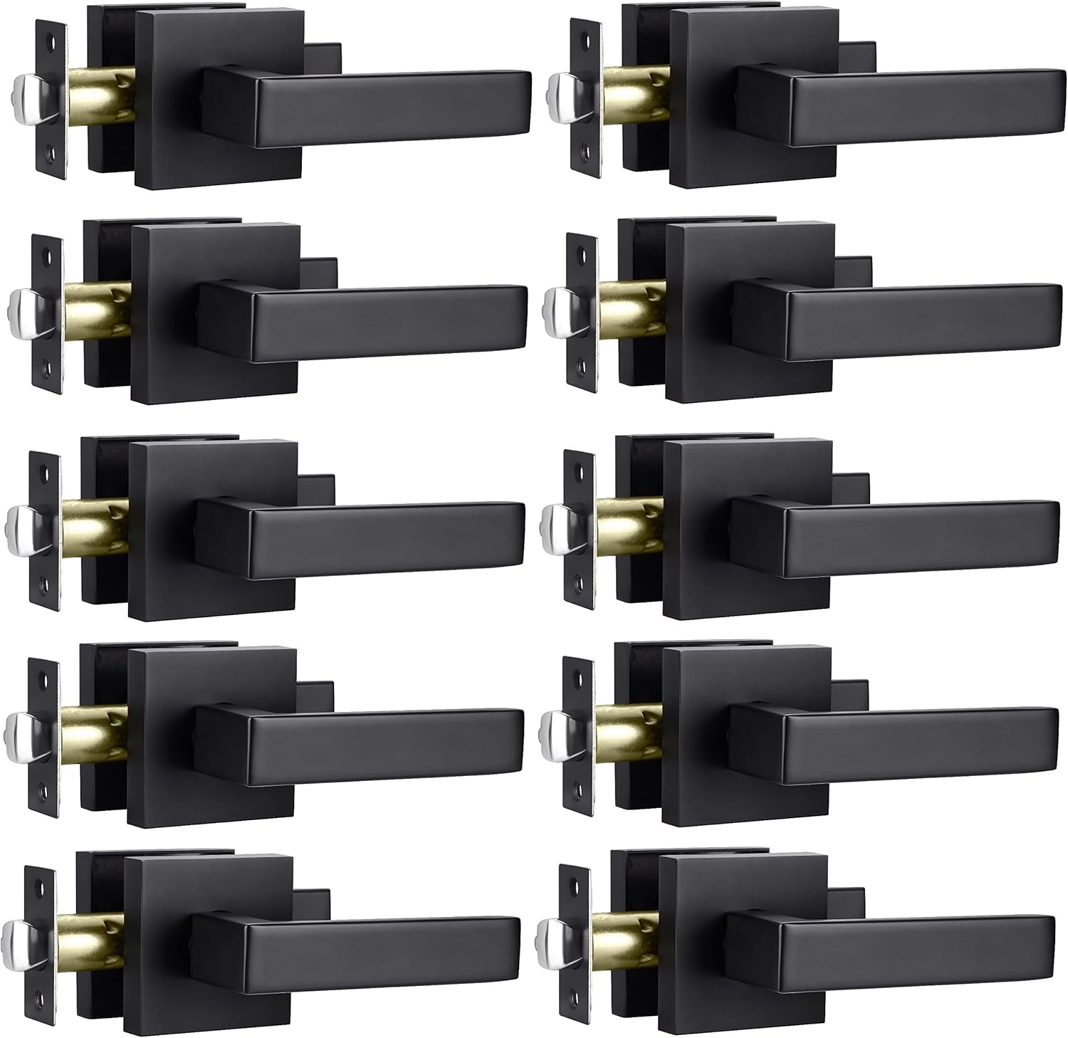 Matte Black 4 Pack Privacy Lever Lock Set for Interior Door Y413975