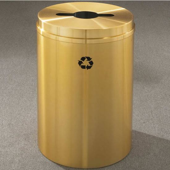 Recycle Receptacle, 33 Gallon, Desert Stone Finish, Satin Brass P11894