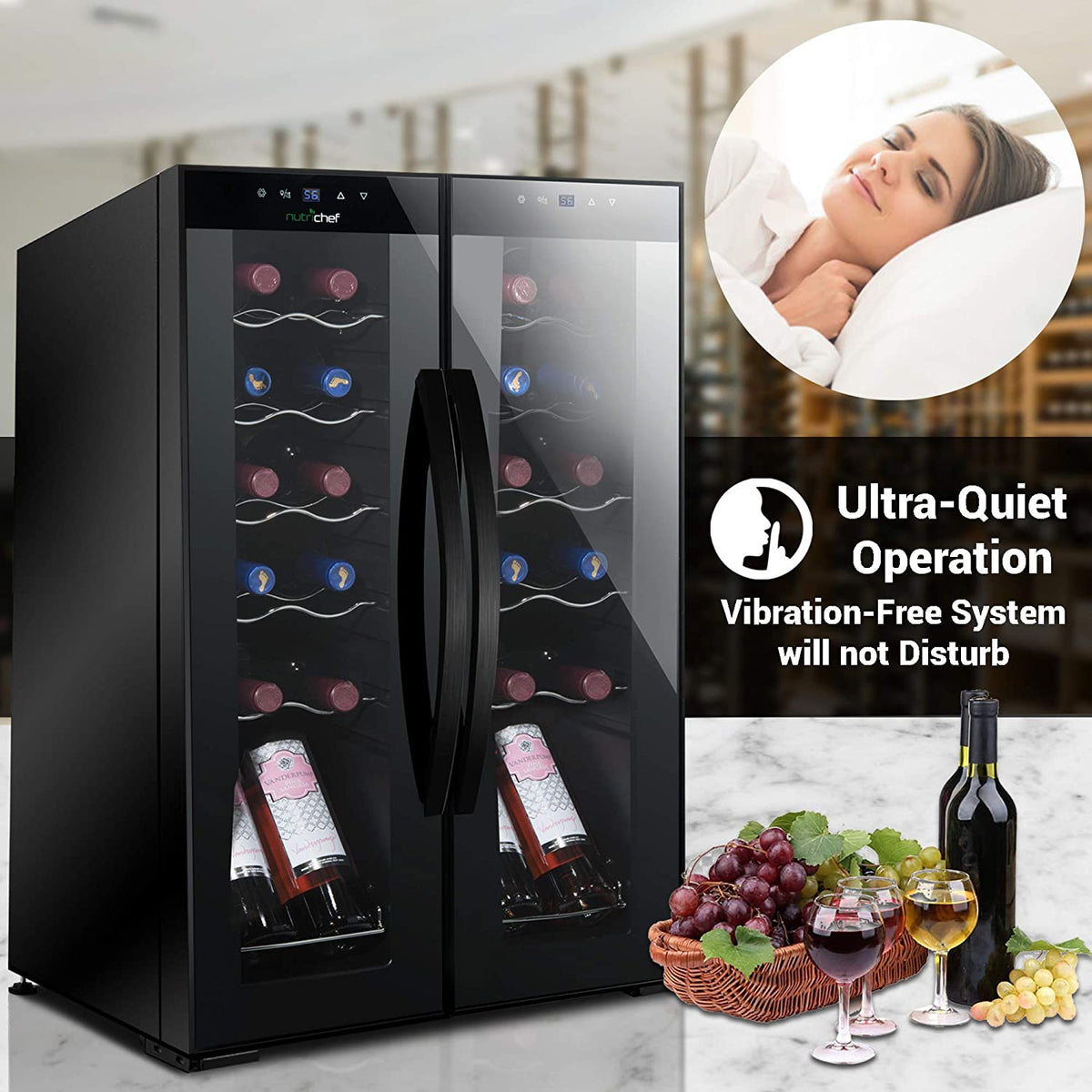 24 Bottle Freestanding Compact Wine Cooler Refrigerator with Digital Control A58085