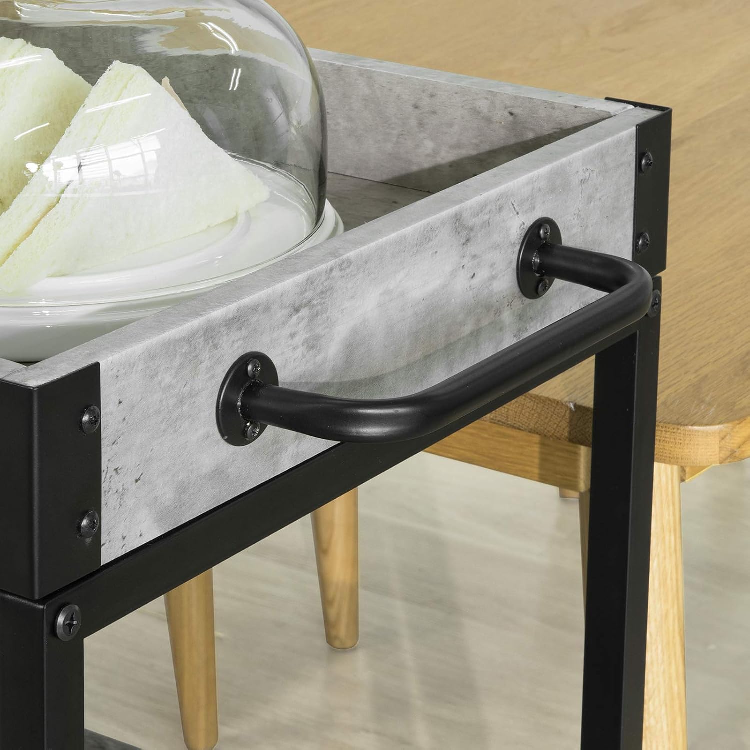 Rustic Mobile Wood Metal Serving Cart O531373