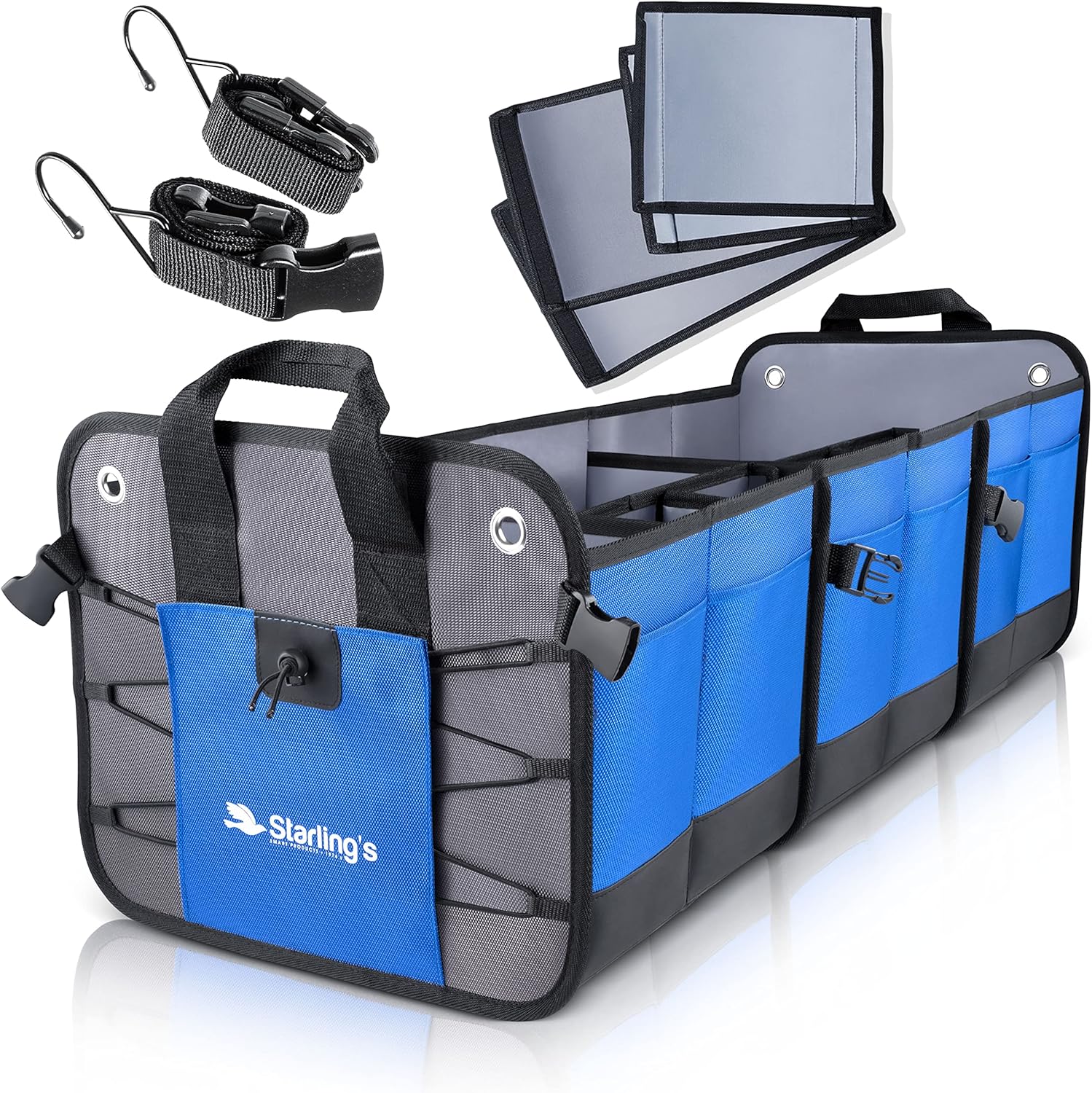 Car Trunk Organizer, 3 Compartments, Pack of 2 A26726