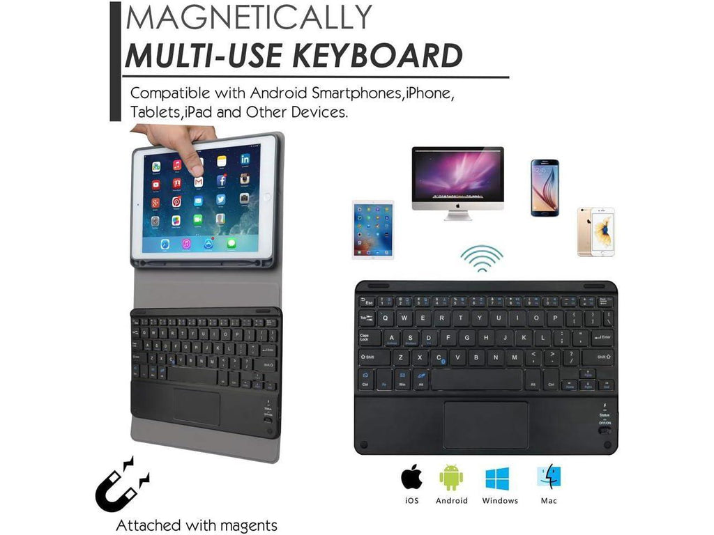 Slim Leather Folio Keyboard Case for iPad Mini 5 4 3 2 1 with Pencil Holder A28686