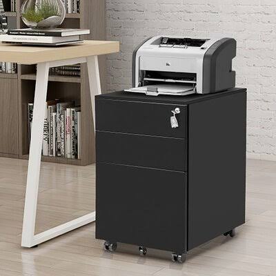 Black 3-Drawer Mobile Vertical Filing Cabinet I270127
