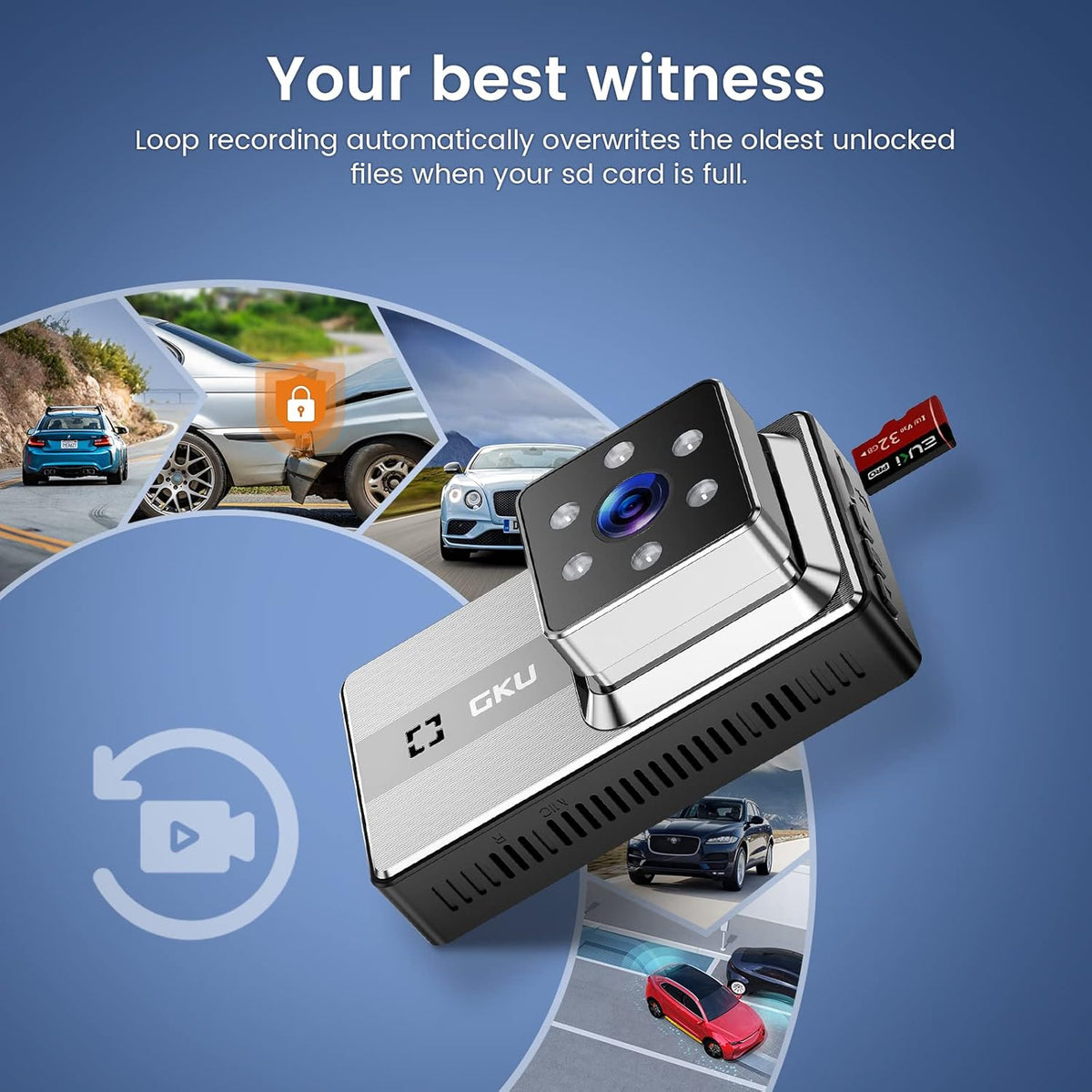 Dash Cam Front and Rear Full HD Dual 1080P 170° Wide Angle Car Camera with Night Vision, Parking Monitor, Motion Detection, Loop Recording Pack of 2 Q7924