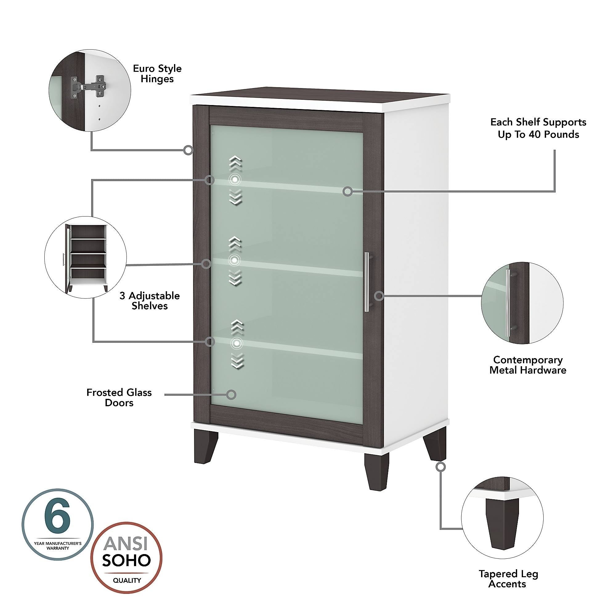 Ash Gray Media Storage Cabinet Y412144