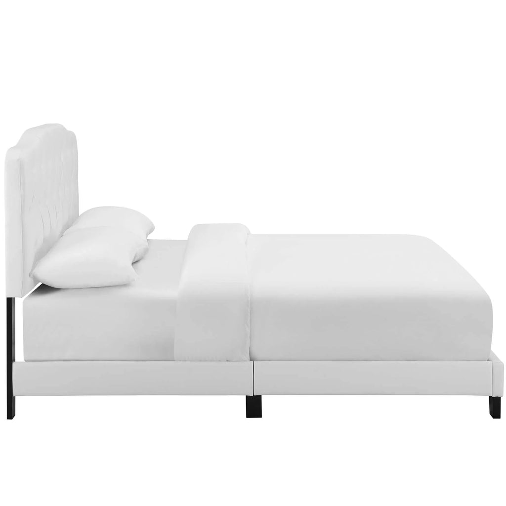 White Full Size Faux Leather Bed Frame X85349