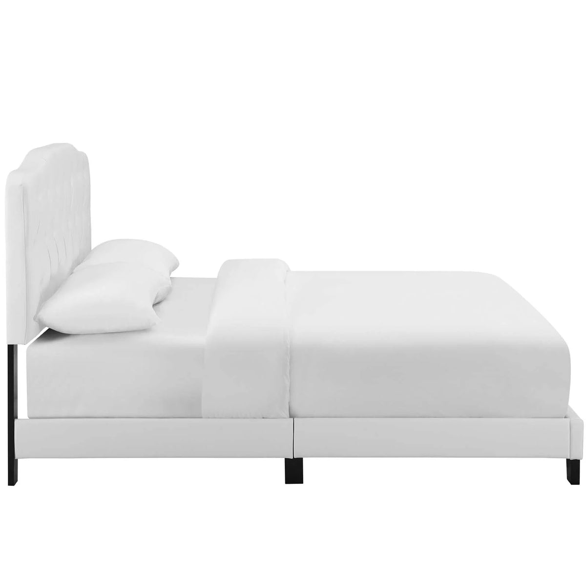 White Full Size Faux Leather Bed Frame X85349