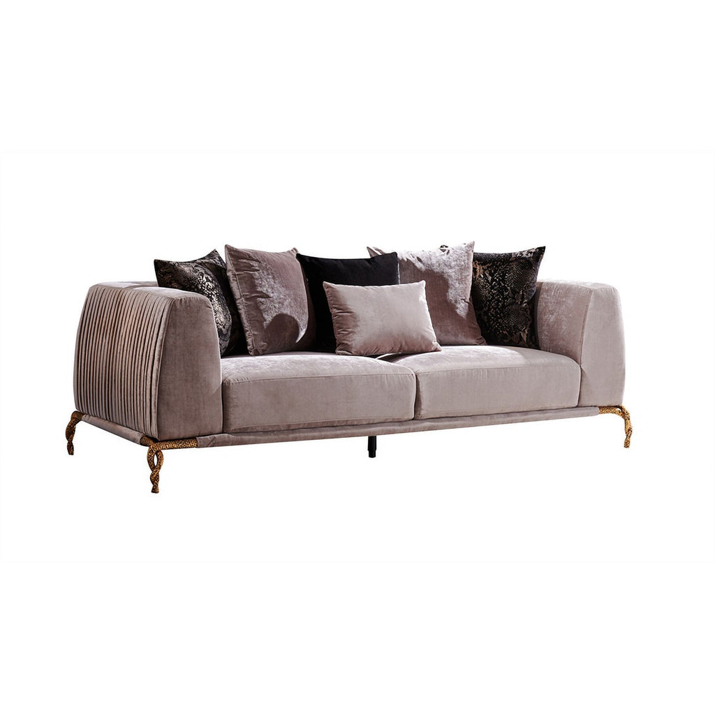 Ivory and Black Upholstered 3 PC Sofa Set N601