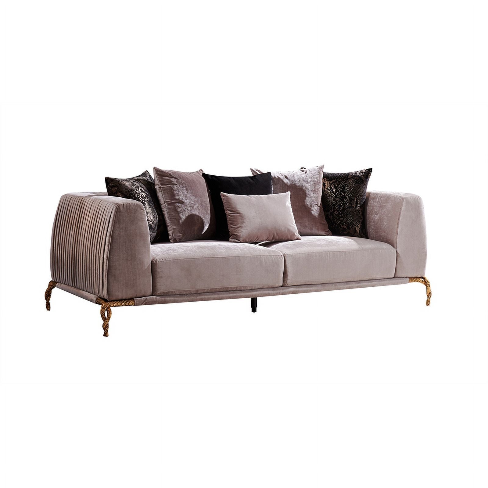 Ivory and Black Upholstered 3 PC Sofa Set N601