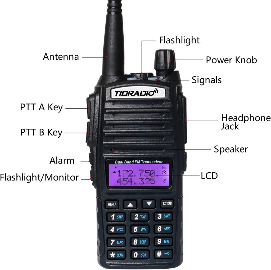 2PCS Dual Band Ham Radio Handheld with Programming Cable and Long Antenna T345
