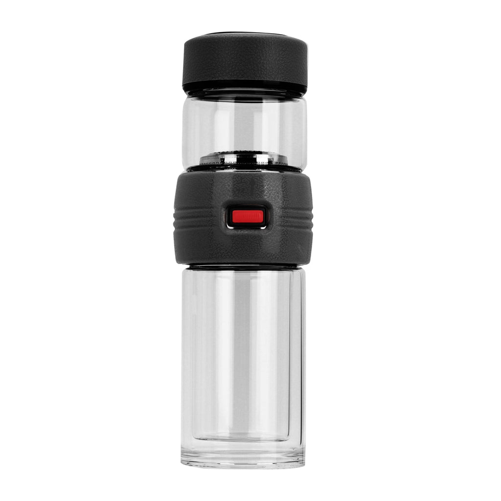 Black Double-Layer Glass Tea Cup with Filter K73188