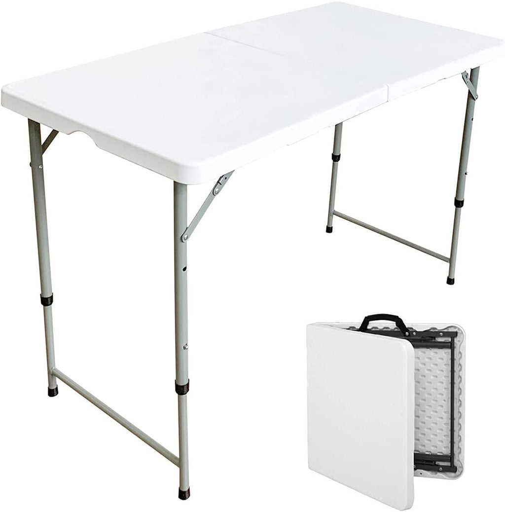 White 4ft Folding Plastic Dining Table with Handle B37622