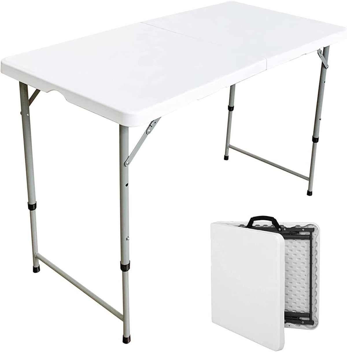 White 4ft Folding Plastic Dining Table with Handle B37622