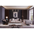 Ivory and Black Upholstered 3 PC Sofa Set N601