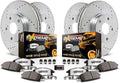 Front and Rear Carbon Fiber Ceramic Brake Kit with Drilled Slotted Brake Rotors B42518