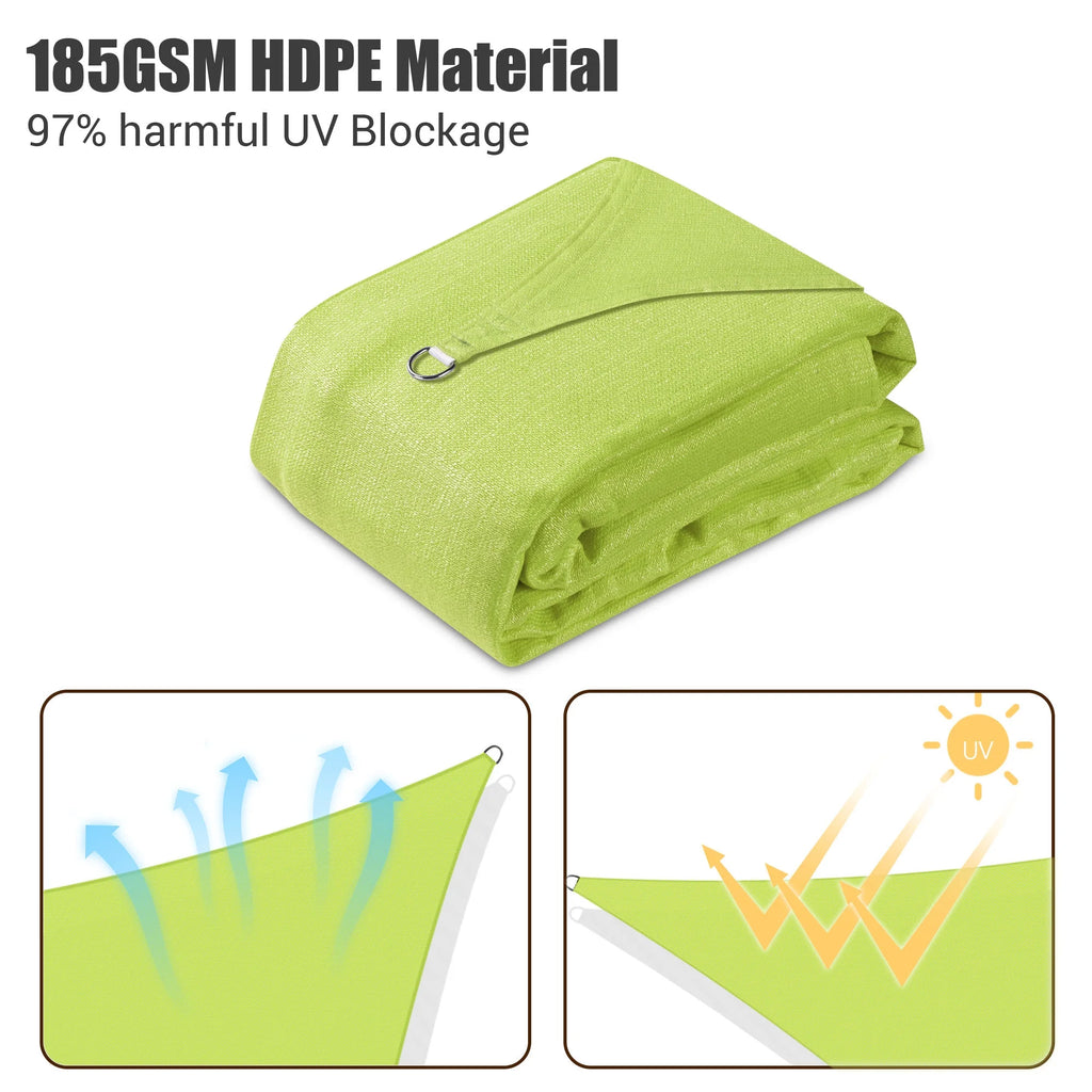 Apple Green 12x12Ft 97% UV Block Square Sun Shade Sail D73211