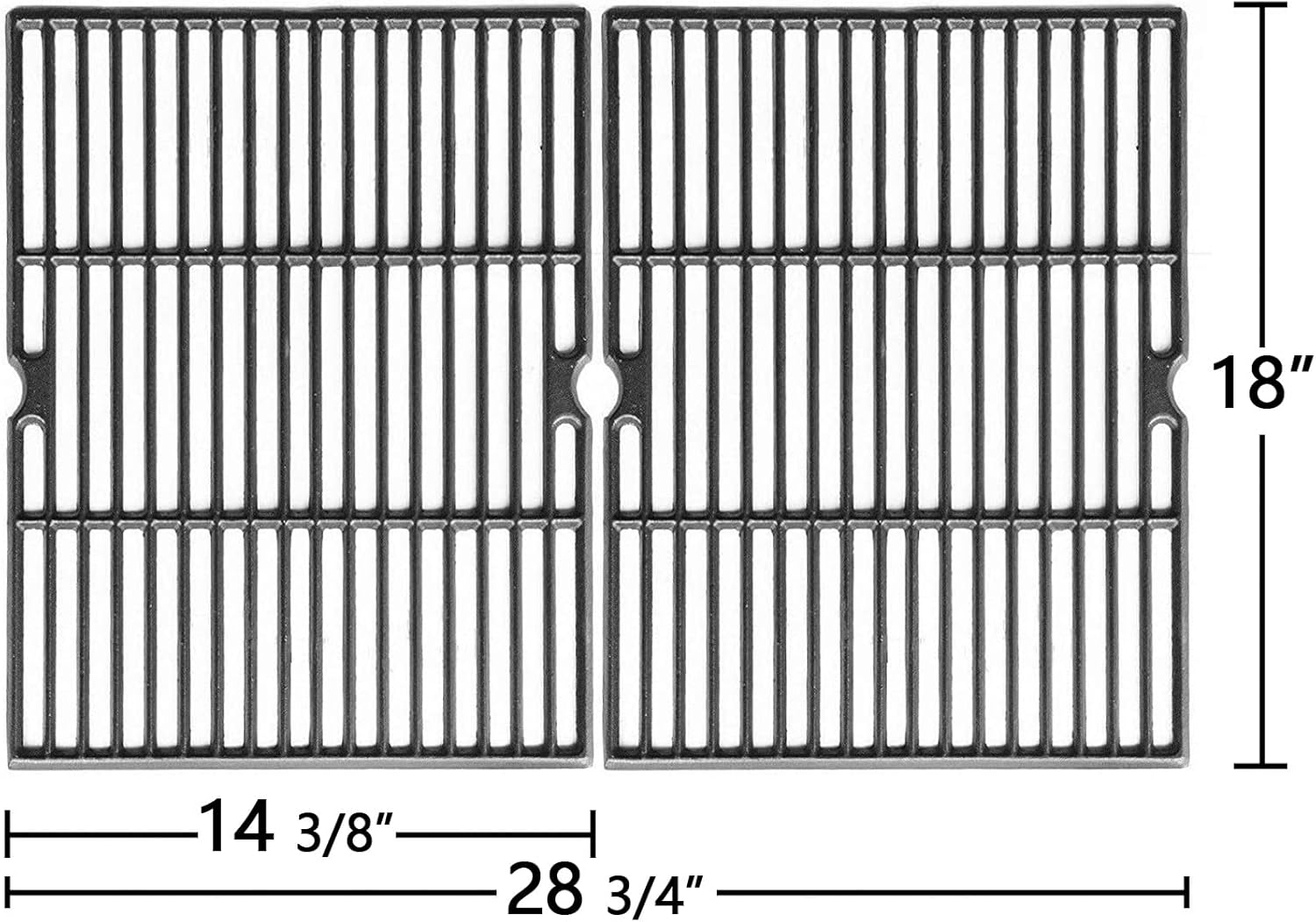 Cast Iron BBQ Grill Grates, 18 Inch, Set of 2 V807400