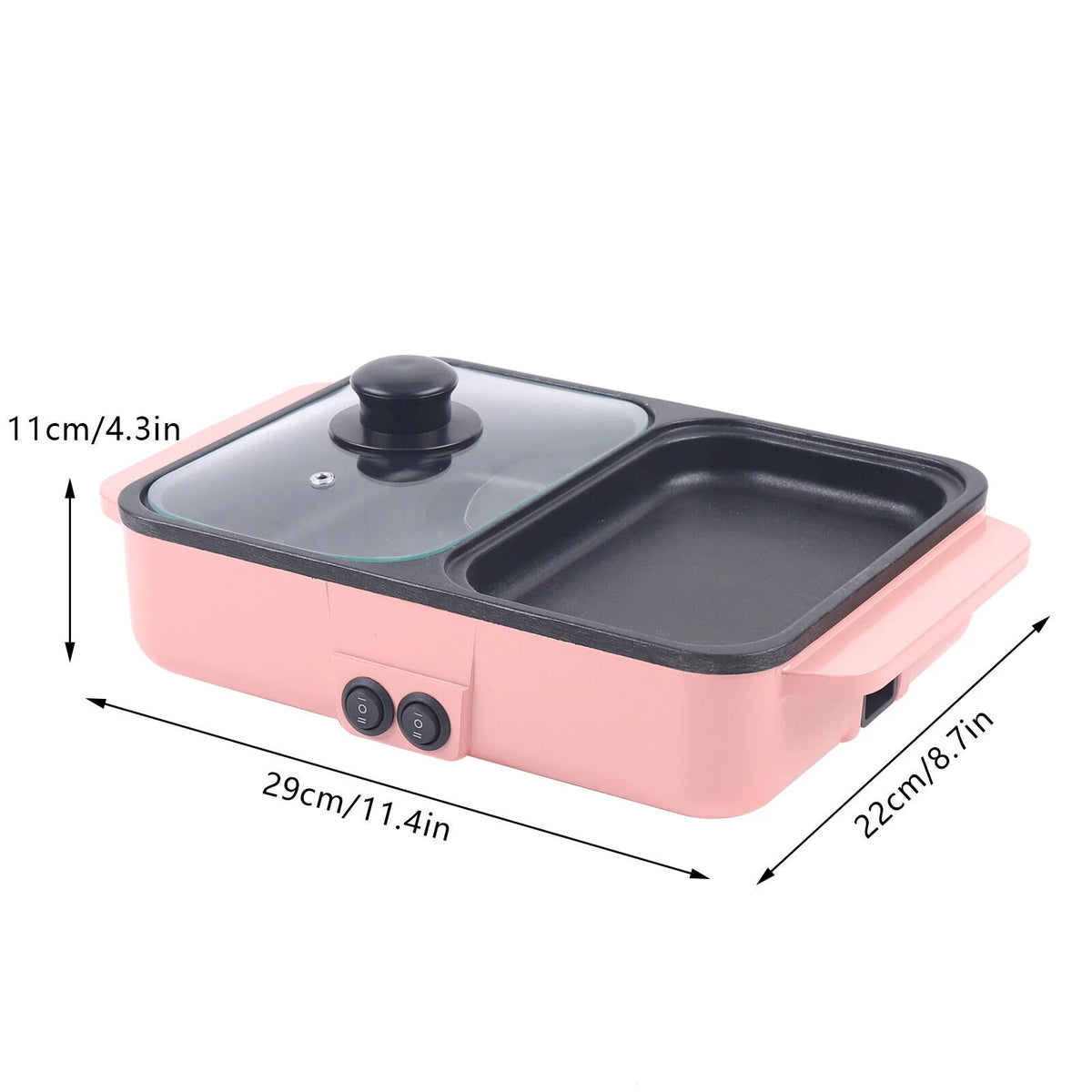 Pink Electric Hot Pot with Grill, Non-Stick Frying Pan F195786