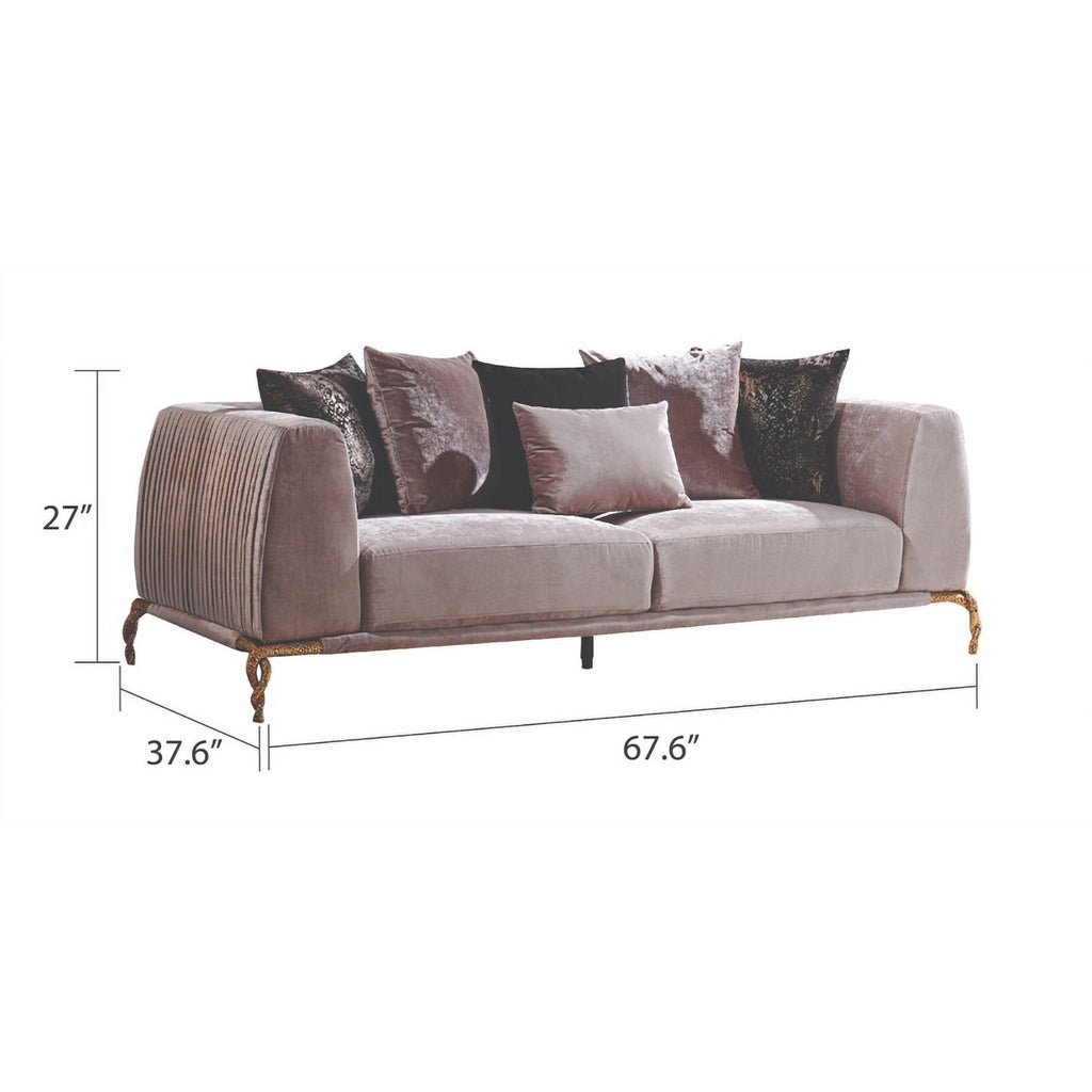 Ivory Velvet 2PC Living Room Set with Wood Q70114