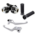 1" Chrome Handlebar Switches Control Horn On/Off Kit Brake Clutch Hand Levers Black CNC Hand Grips K88811