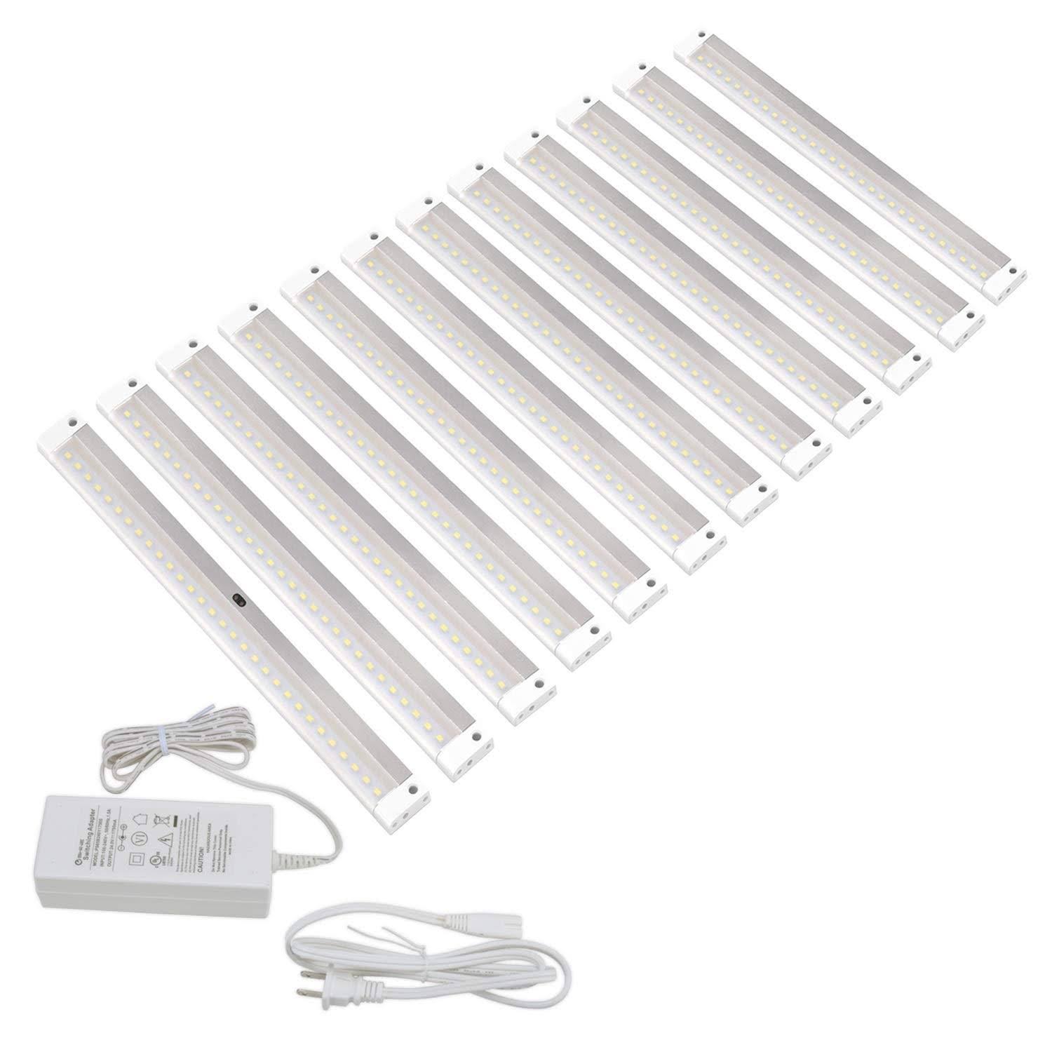 White Finish 12 Panels 12 inch LED Dimmable Under Cabinet Lighting Kit T847332